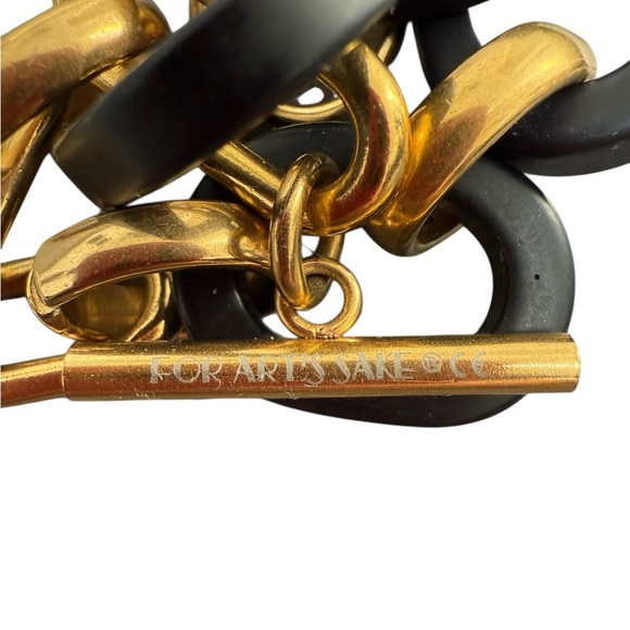NWOT Petite Wrist Bracelet For Art’s Sake London Gold and Black Chain Bracelet - Picture 4 of 5